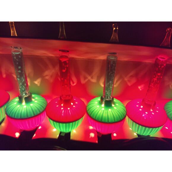 Vintage GEM 7 Light Bubble Set Christmas Green Red Woolworths READ AS IS - Picture 6 of 6